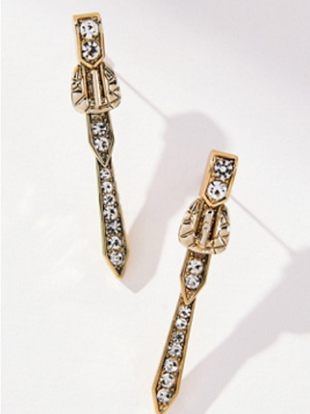 Anthropologie Gold Crystal Drop Earrings - Women Jewelry